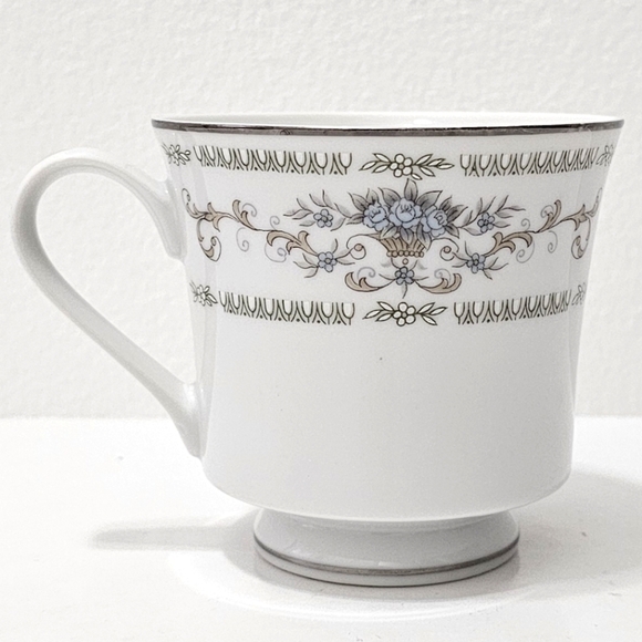 Diane by Fine China of Japan Blue Flower Scrolls - Set of 3 Footed Cups Only - Picture 5 of 16